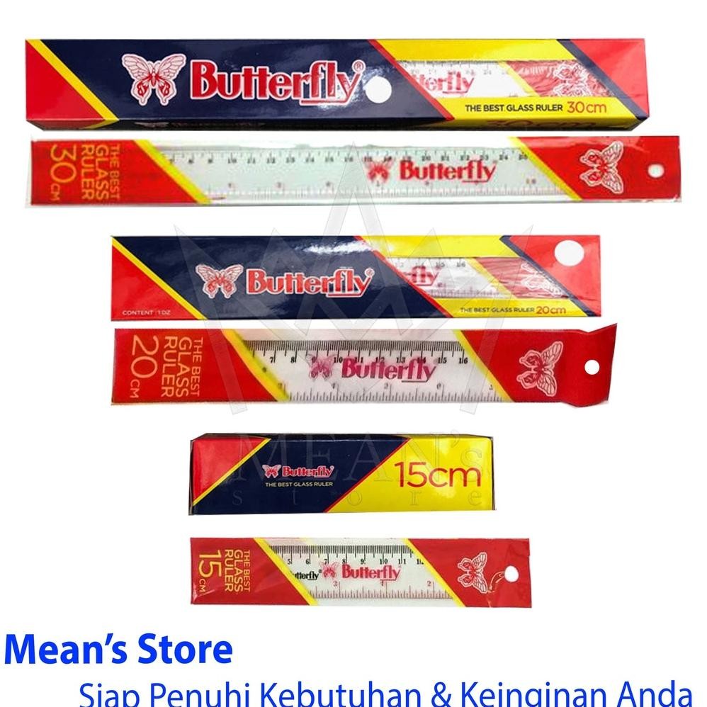

RB Penggaris Plastik Mika Butterfly 30cm / Mika Glass Ruler 30 cm
