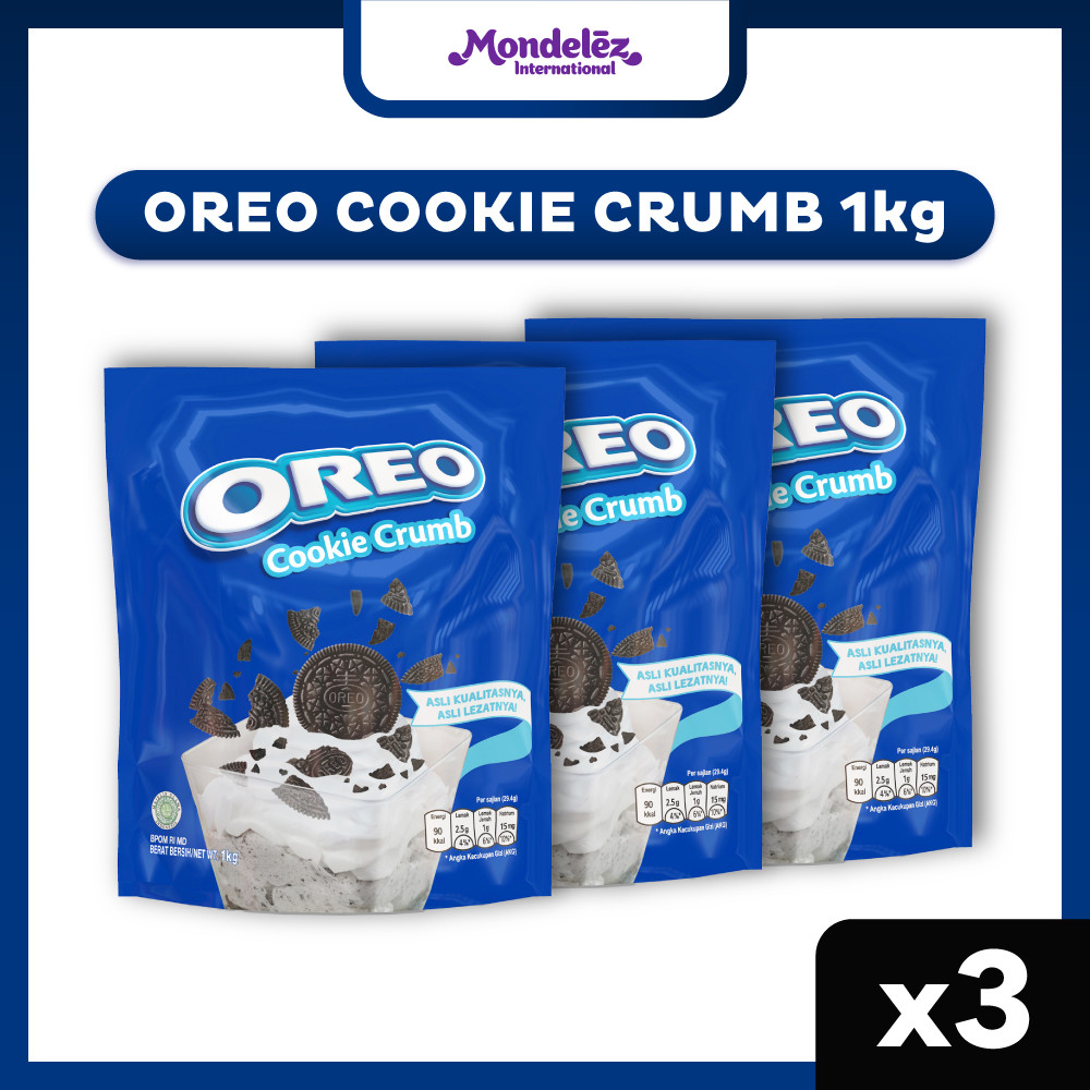 

Oreo Biskuit Cookie Crumb Pouch 1kg x3, Untuk memasak Kue dan Roti dengan mudah