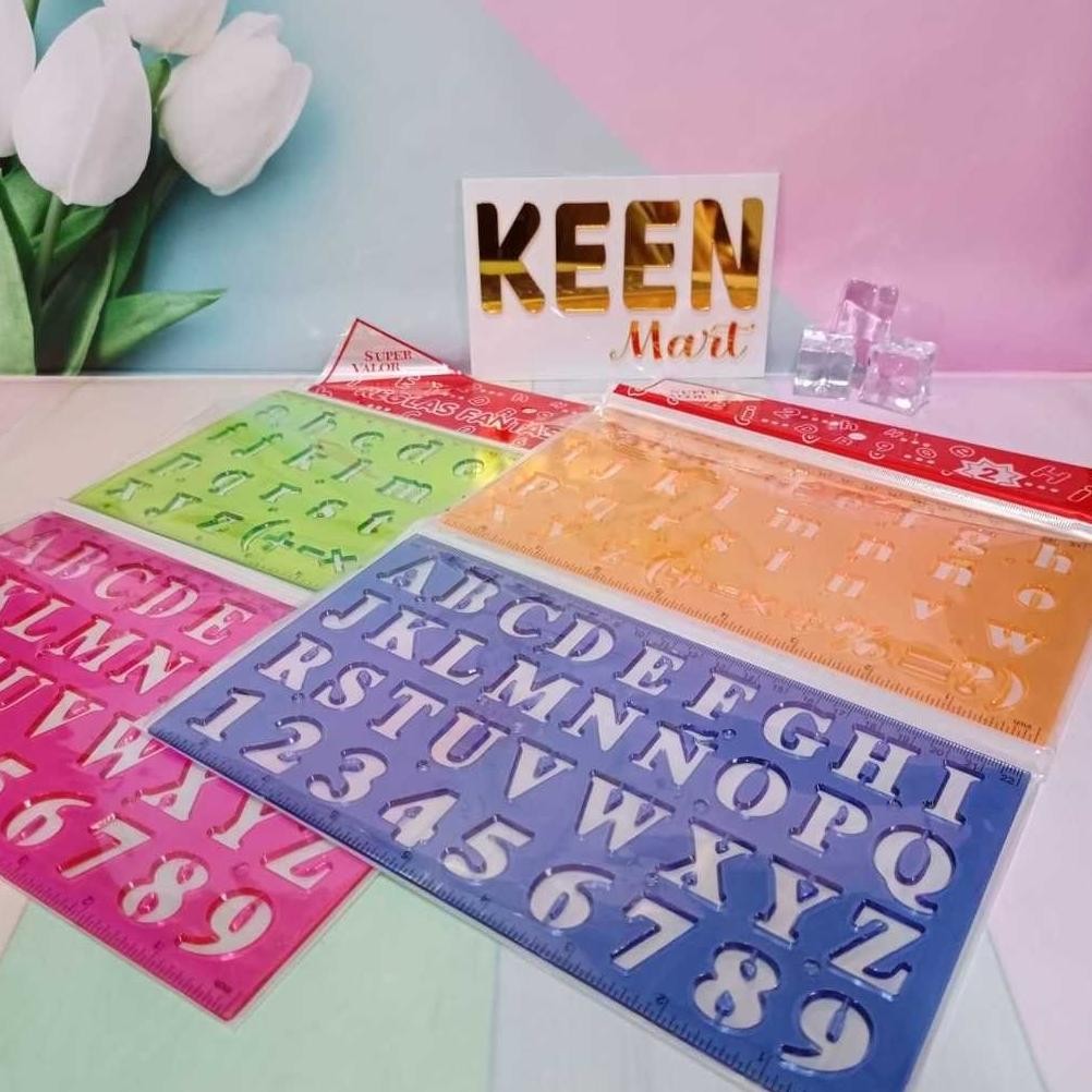 

''Terlaris" (2Pc) Garisan Abc Abjad/Penggaris Huruf Angka Sablon/Ruler Murah