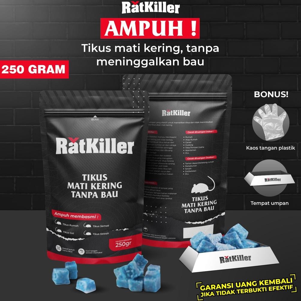 RatKiller Racun Tikus Mati Kering Tanpa Bau / Obat Pembasmi Tikus 250 Gram