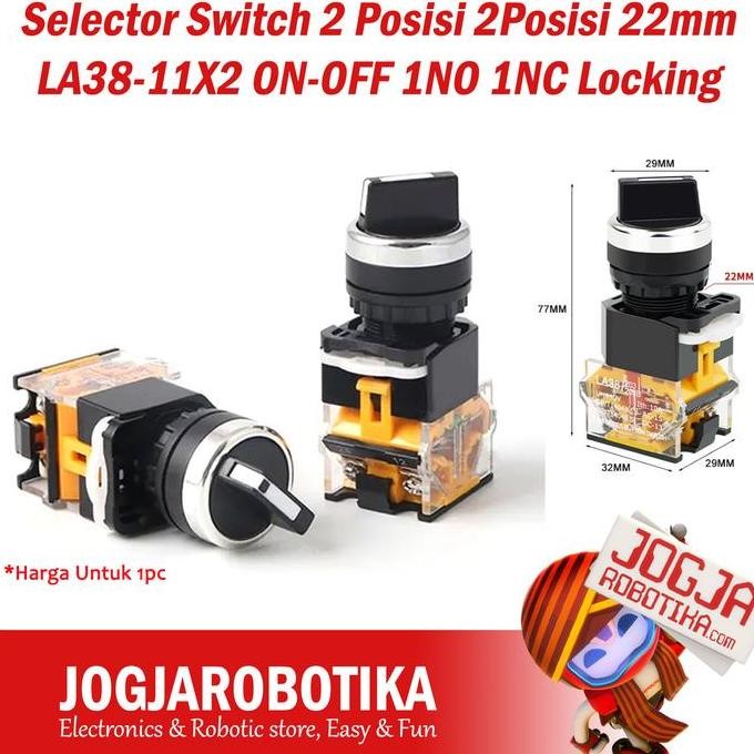 Open DS] Selector Switch 2 Posisi 2Posisi 22mm LA38-11X2 ON-OFF 1NO 1NC Locking