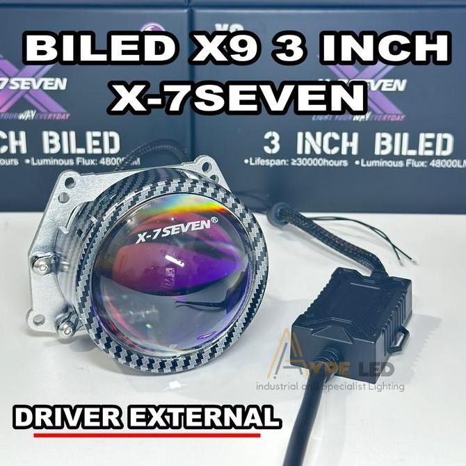 BILED X9 PROJECTOR 3 INCH PURPLE LENS 100 WATT BILED 12-24 VOLT PROJIE BILED MOTOR MOBIL