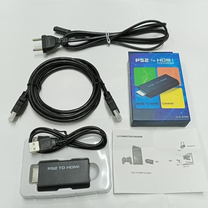 Paket Converter Ps2 HDMI + Kabel Power Ps2 + Kabel Hdmi Standar Berkualitas