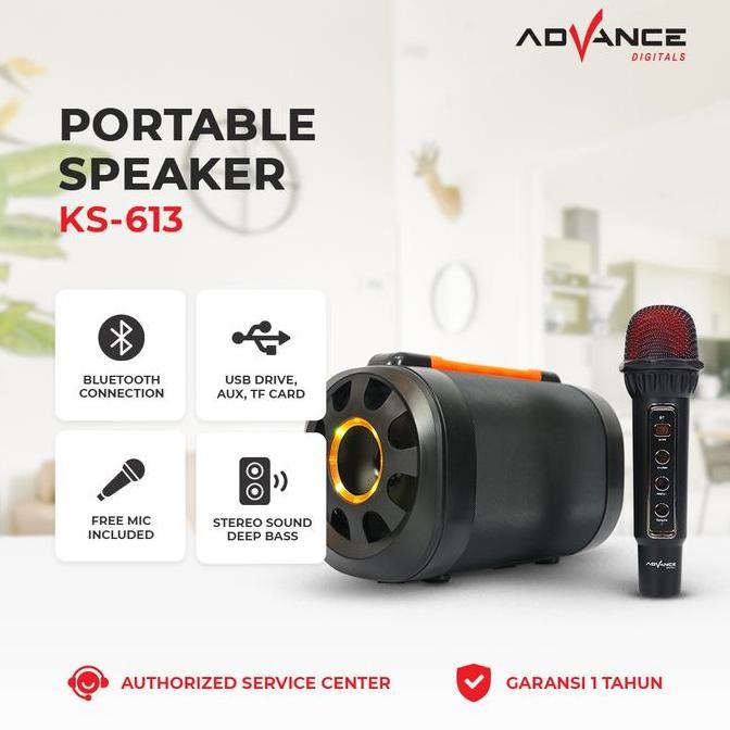 Speaker Advance Ks-613 5" Portable Musik Box Bluetooth Bass Karaoke New Stok