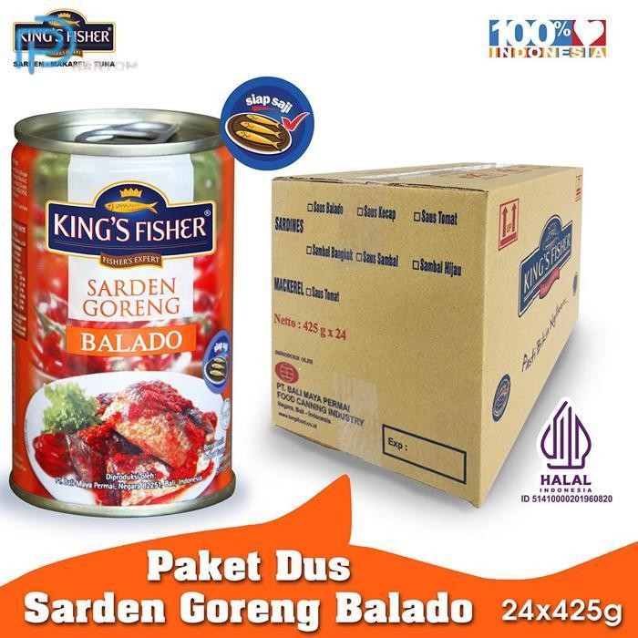 

BARU KTMSTORE PAKET 1 DUS 24PC KING'S FISHER SARDEN GORENG BALADO MAKANAN KALENG 425