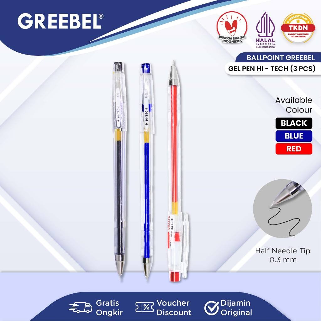 

GREEBEL Pulpen Gel / Gel Pen GP-506 Hi-Tech 0.3 (3PCS/SET) / Ballpen Gel Ballpoint Bolpen Bolpoin Pena Gel