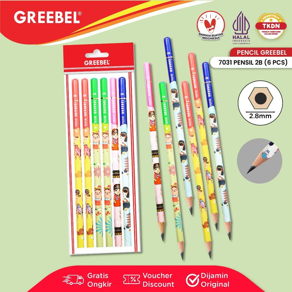 

GREEBEL Pensil Tulis 2B 7031 Culture (6PCS/SET) Pensil Kayu Ujian / Pencil Grafit Graphite / Pensil Gambar