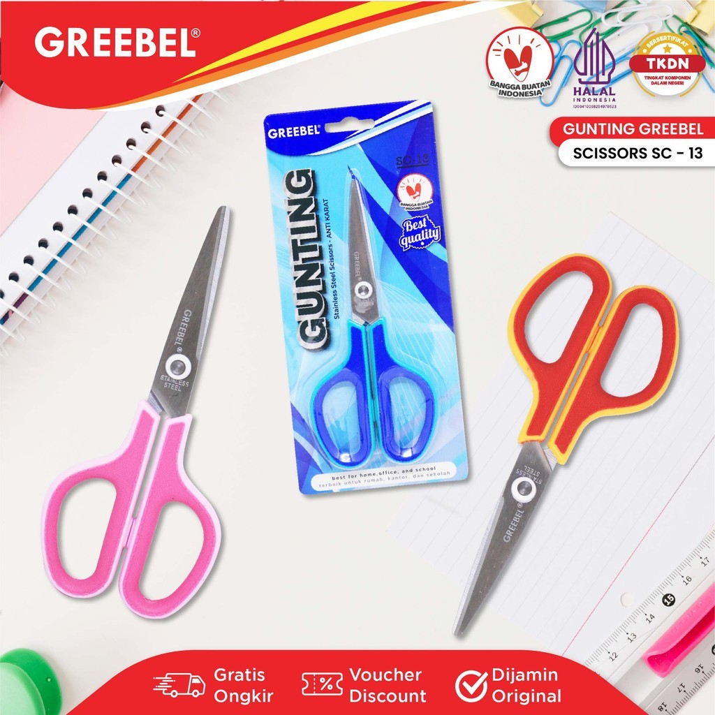 

GREEBEL Gunting Sedang Scissor (GUNTING SC- 13) / Gunting Stainless / Anti Karat Nyaman Digenggam