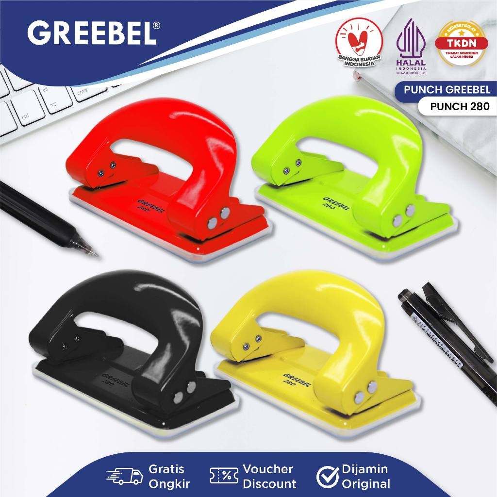 

GREEBEL Pembolong Kertas Pelubang Kertas / Paper Punch 280 (PCS)
