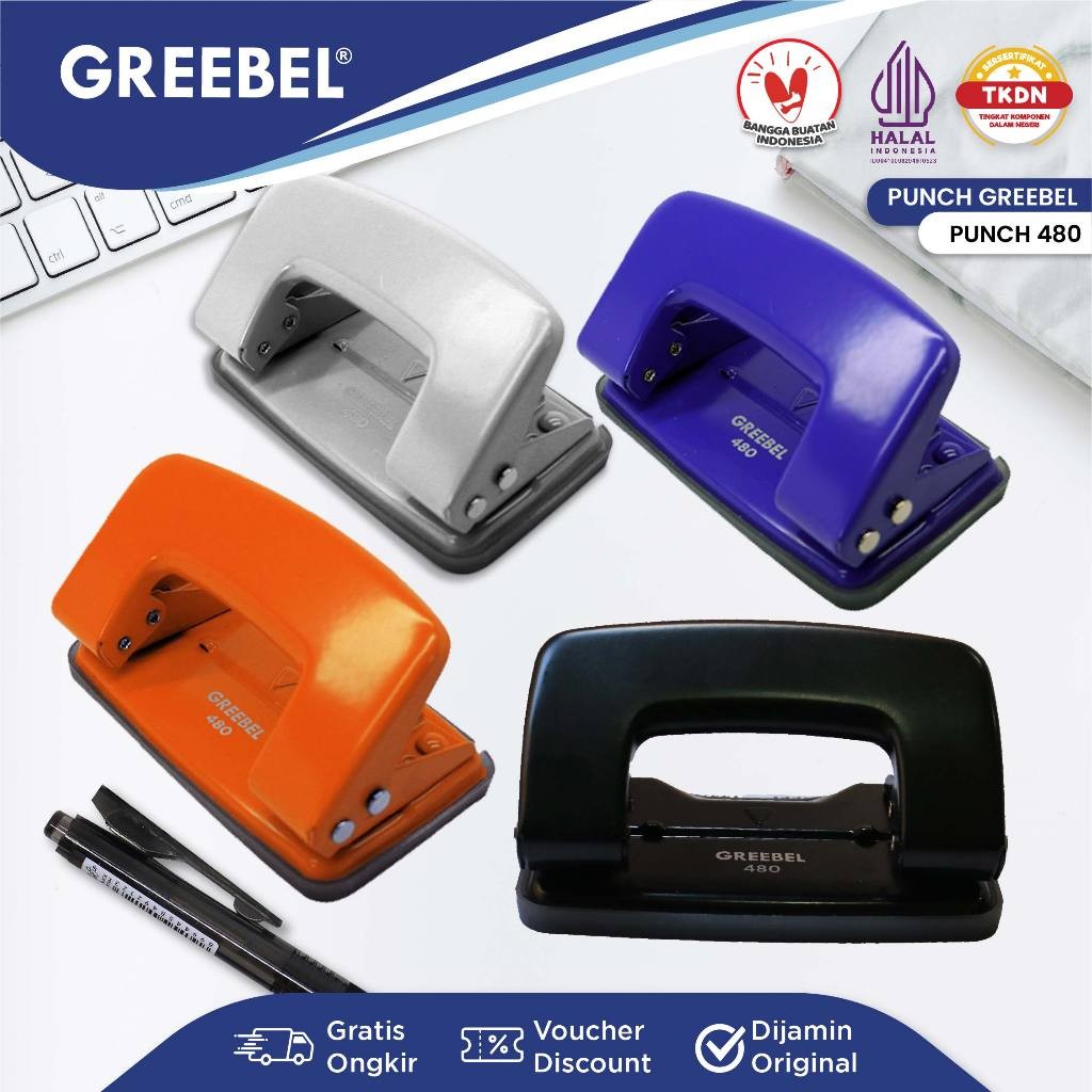

GREEBEL Pembolong Kertas Pelubang Kertas / Paper Punch 480 (PCS)