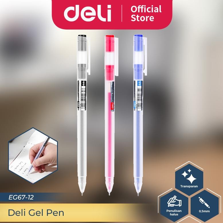 

KEKINIAN DELI GEL PEN / PULPEN GEL 0.5MM ISI 12 PCS TINTA BANYAK ATK KANTOR EG67-12PCS TERLARIS
