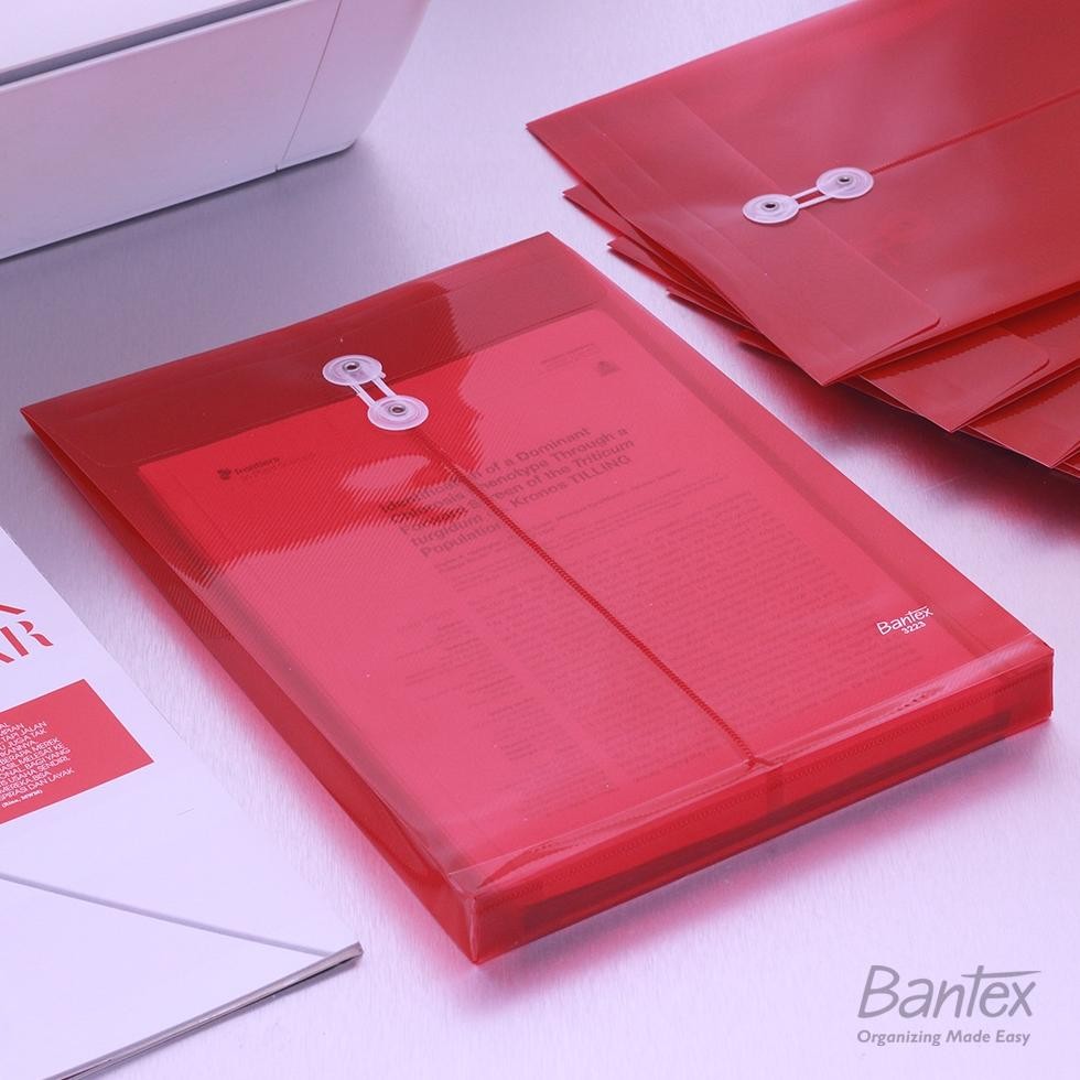 

TERMURAH 12 Pcs Map Plastik Tali Bantex Folio F4 Trendy String Envelope Portrait 3223 09 Red Siap kirim