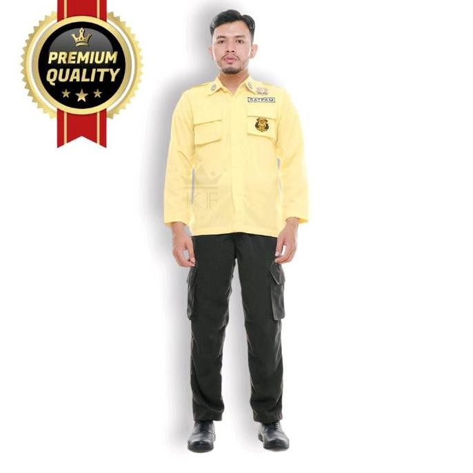 1 Stell Seragam PDL Security Krem Terbaru Satpam Bahan Tebal Adem Nyaman Dipakai High Quality Baju C