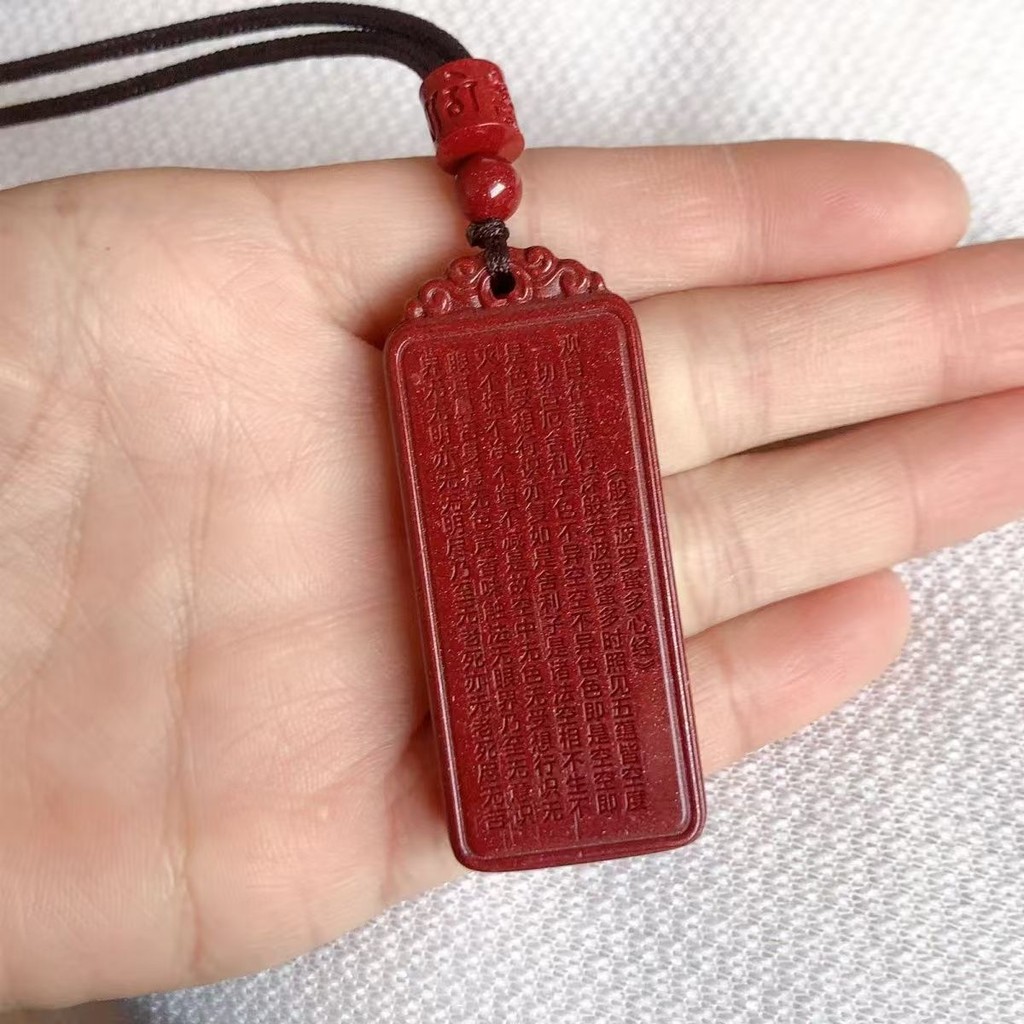 Kalung Amulet Perdamaian Cinnabar untuk Keberuntungan/Gantungan Pasir Amethyst