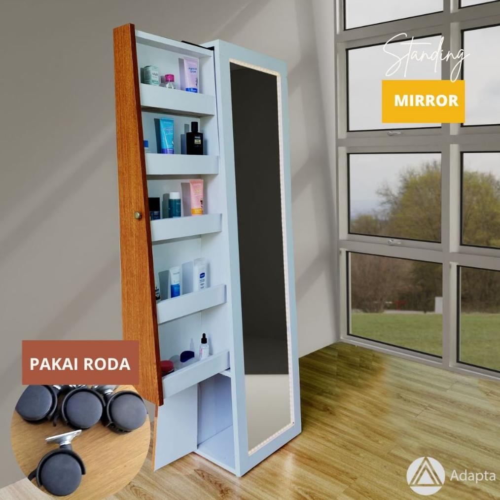 Adapta - Cermin Standing Mirror Berdiri Full Body Makeup Hijab Pakai Kaki Roda