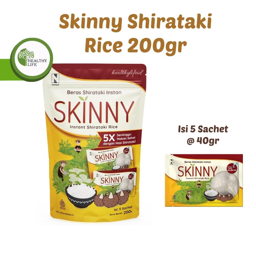 

Natgo Skinny Shirataki Rice Pouch 200gr / Beras Shirataki / Beras Porang Skinny Konjac Cocok Untuk Diet