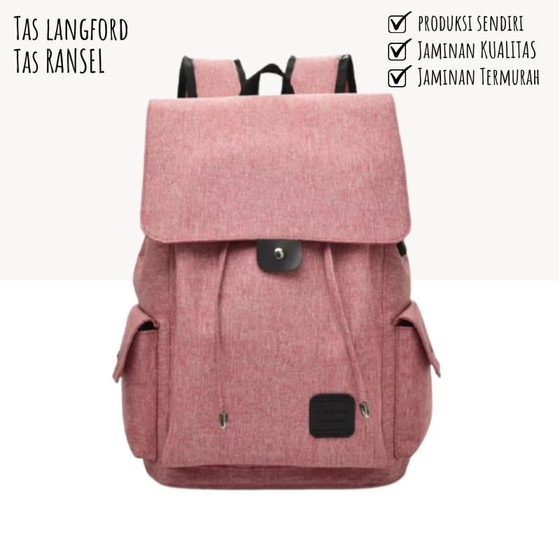 Tas Langford Original Ransel Cewek Waterproof Bahan Toscano Tebal