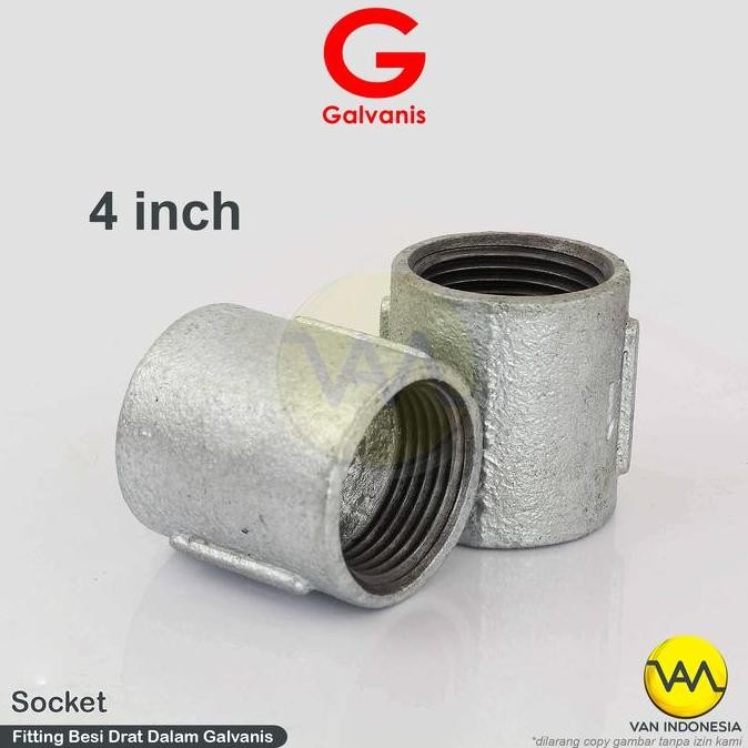 Socket Galvanis 4 Inch Fitting Pipa Besi Baru