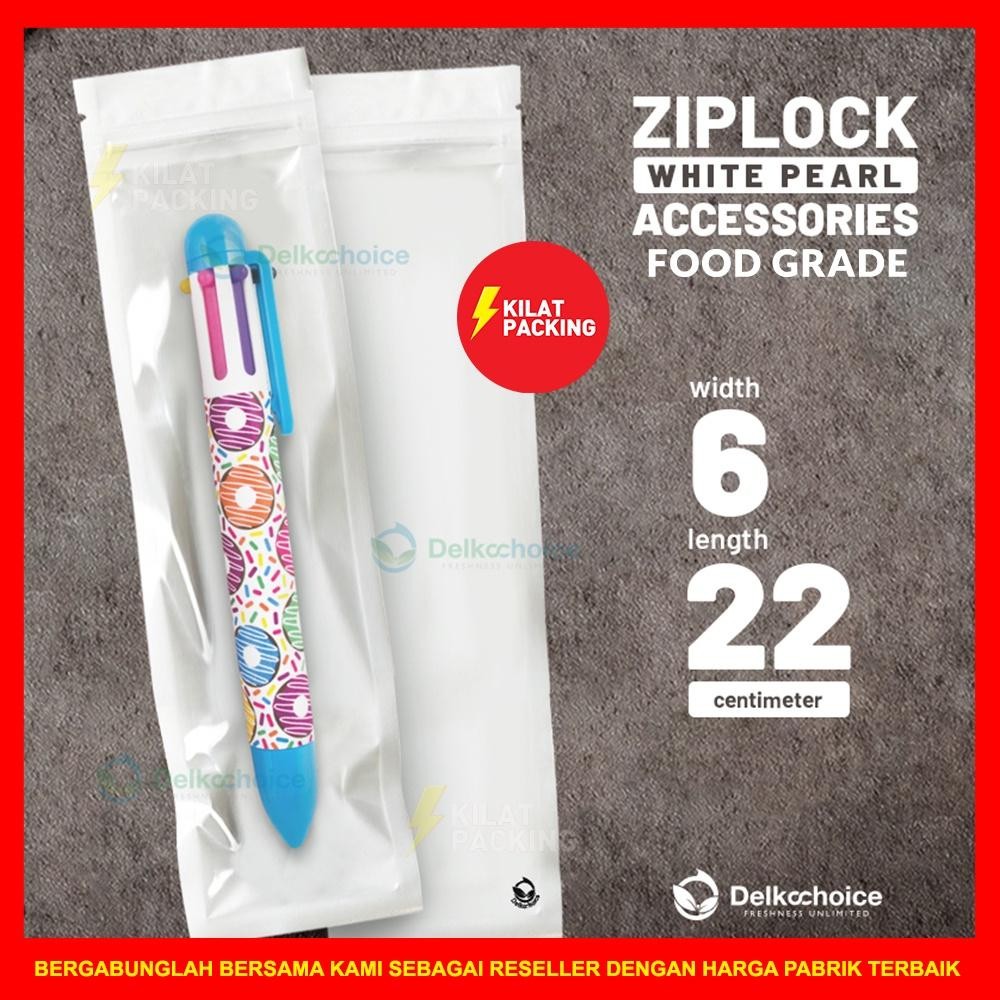 Plastik Klip Kombinasi Aksesoris / Snack / Bubuk - Lay Bag Zipper Ziplock Murah Putih Pearl Satuan