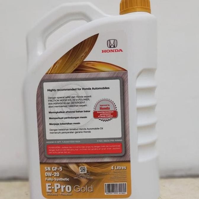 Oli Honda E-Pro Gold 0W-20 Galon 4Liter - Asli