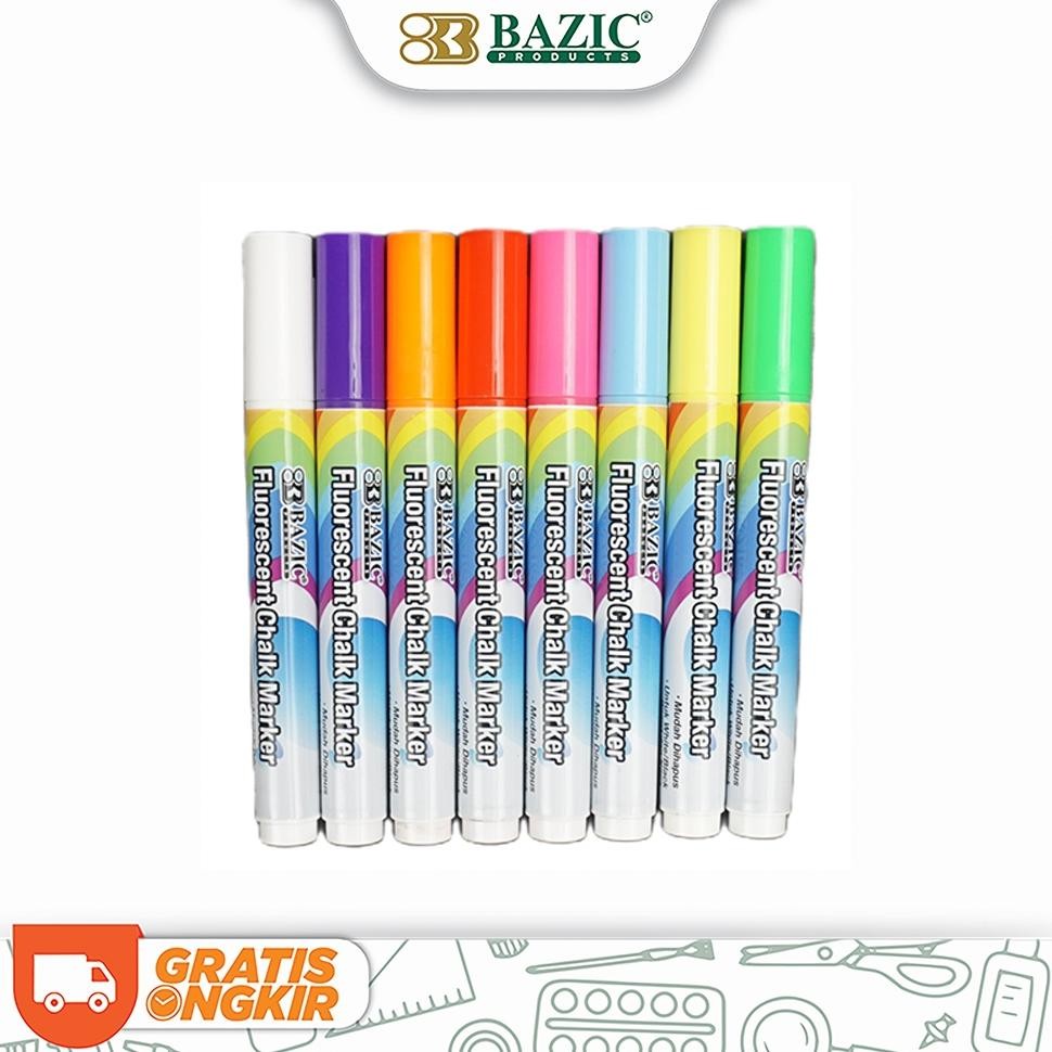 

Original Bazic Fluorescent Chalk Marker - Spidol Kaca / Plastik / White & Blackboard Nov0066