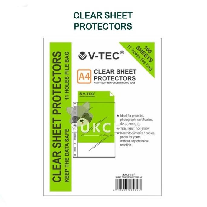 

SALE Vtec Sheet Protector Clear A4 (100Sheet) Pelindung Kertas/File