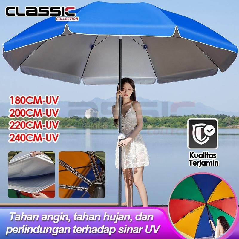 CodTenda Payung Event Pantai Cafe 240 Cm Dobel Jari Jumbo Anti Uv Anti Angin