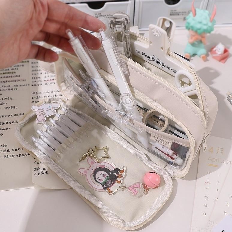 

Perhatian Ins Pencil Case Large Capacity Pencil Case Simple Japanese Stationery Storage Bag School Office Supplies