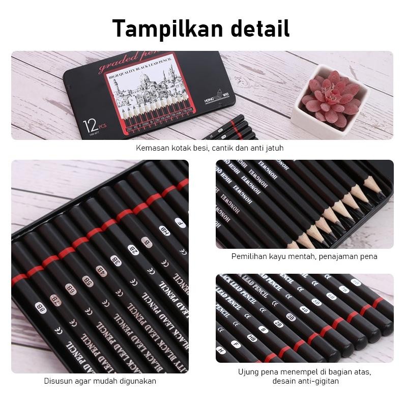 

Bisa Diandalkan 12 Pcs Pensil Gambar Sketsa Set Lengkap 2H H F B Hb 2B 3B 4B 5B 6B 7B 8B Charcoal Pensil Set