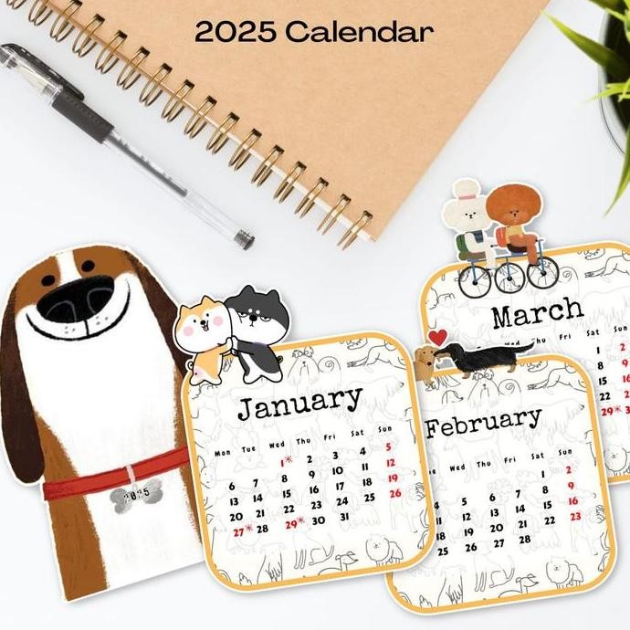 

BRG BARU Calendar desk Kalender duduk Cat Dog Kucing Anjing lucu + dudukan kayu