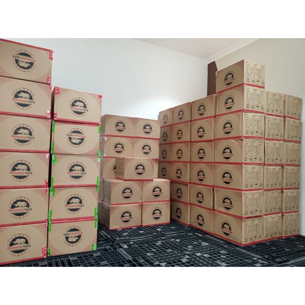 

Lakban Rhinocerosb Tape Lakban Opp Bening/Coklat Solatip Isolasi Putih 45Mmx300Yard @36Rolls/Perdus
