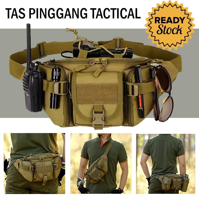 Tas Pinggang Selempang Pria Tactical Army Bag Outdoor Travel Adventure Sling Bag Waistbag Terbaru