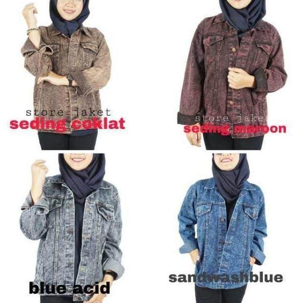 Produk Terbaru  Jaket Jeans Wanita Oversize Jaket Merah Maroon