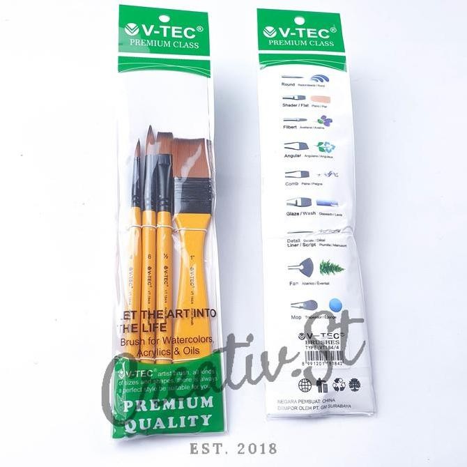 

New Collection !!! V-Tec Kuas Lukis A184 Set 4 Brush Art Brush Set