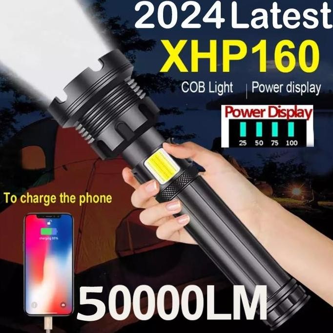 Senter XHP160 Powerful Zoom Taktis 90000 Lumen Super Terang High Power