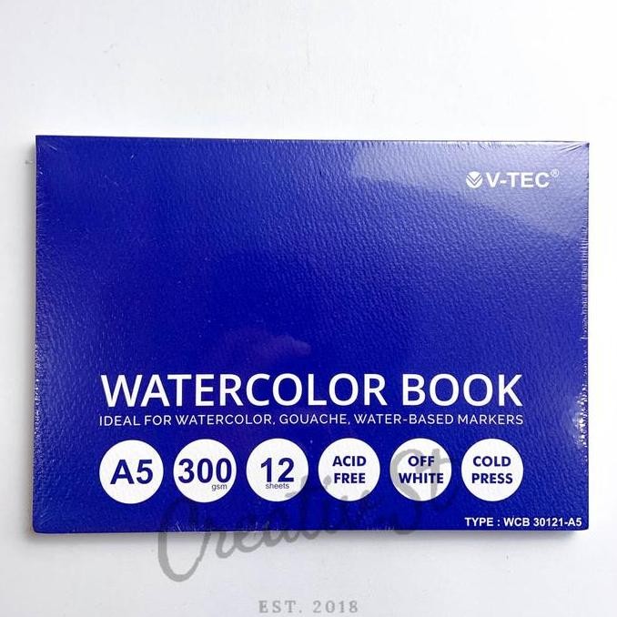 

Hot Sale !!! V-Tec Watercolor Book Pad Buku Lukis Cat Air A5 300 Gsm Cold Press 15 Cm X 21 Cm