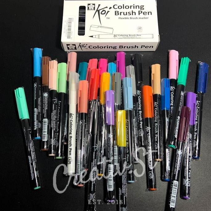 

Termurah !!! Sakura Koi Spidol Kaligrafi Coloring Brush Pen 48 Colors Black - Brown - Blender Shades