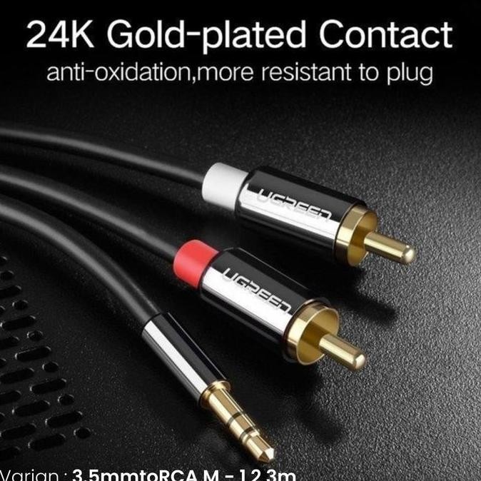 Kabel Audio Aux 3.5mm to 2 RCA UGREEN Stereo Speaker iPhone iPod iPad Samsung Laptop Splitter