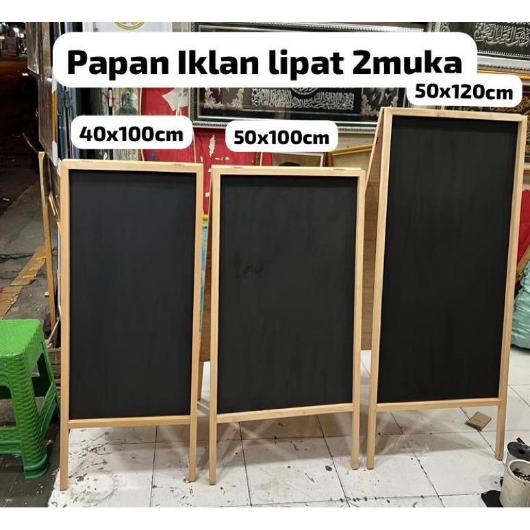 

Papan Tulis Kapur/Spidol Segitiga Lipat 2 Muka A40X100/50X100Cm/50X120Cm Papn Menu Iklan Promo Sign Wedding