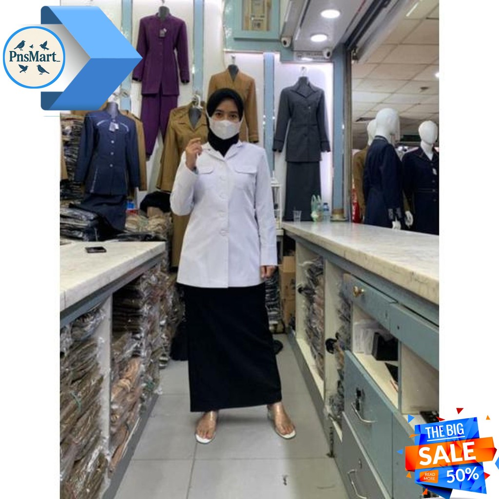 SERAGAM PUTIH P3K ASN PNS WANITA/ ATASAN PUTIH KANTONG 2 PNS WANITA/ BAJU KERJA WANITA PUTIH KANTONG