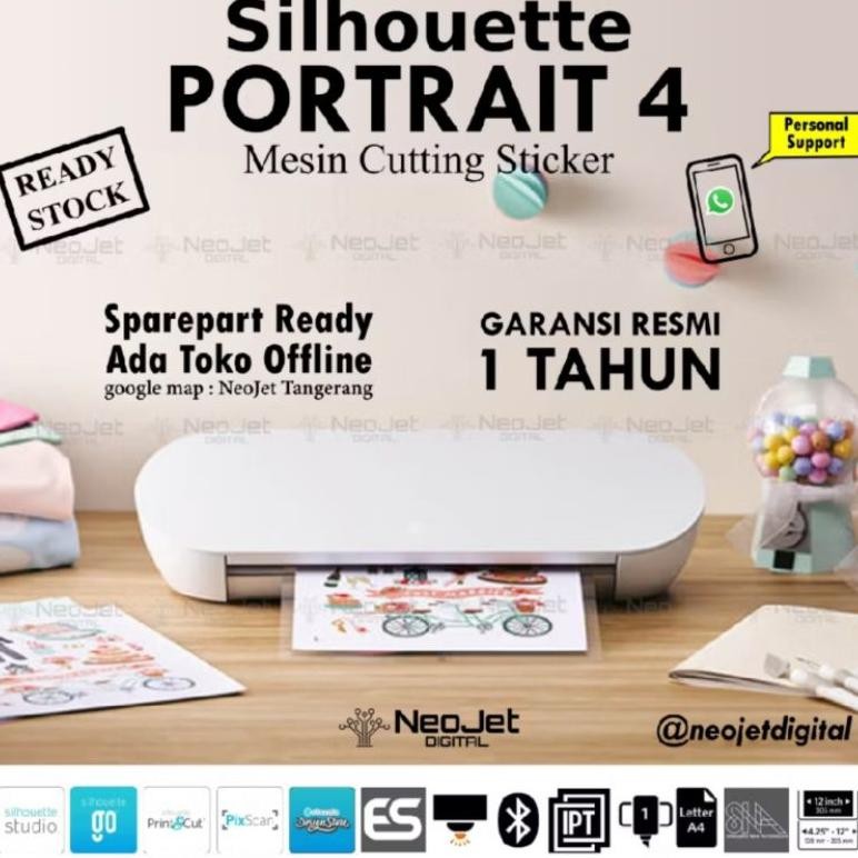 

Silhouette Portrait 4 Mesin Cutting Mini Potong Stiker Polyflex Kertas Jasmine Transfer Art Craft