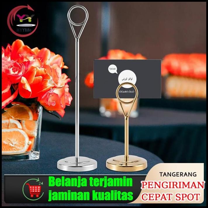 

25Cm Tiang Nomor Meja Stainless Menu Stand Table Number Holder Stand