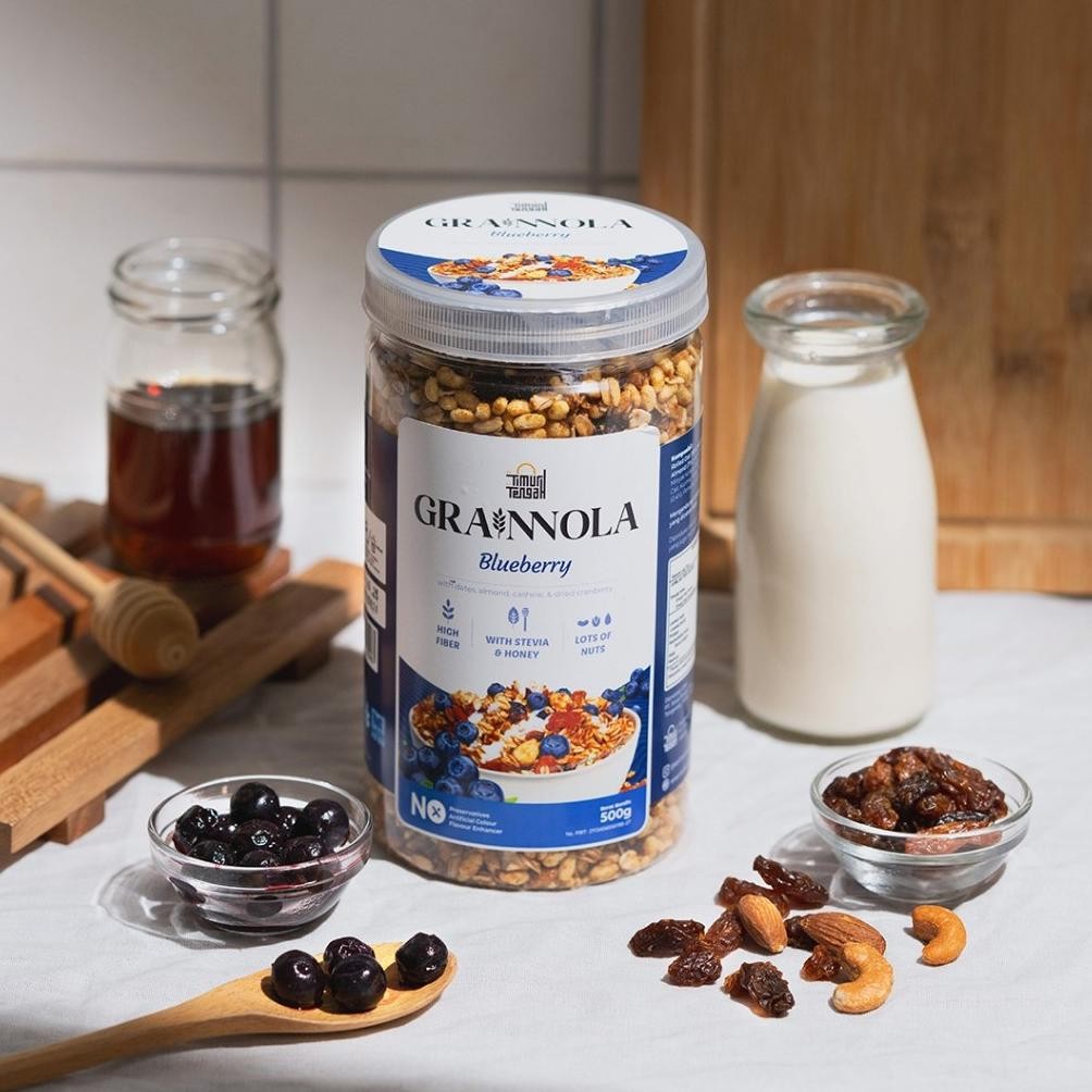 

TERLARIS Grainnola Blueberry 500 gr Granola Premium Timur Tengah | Blue Berry Camilan Sehat Sereal Oatmeal Oat Makanan Kaya Serat Siap kirim