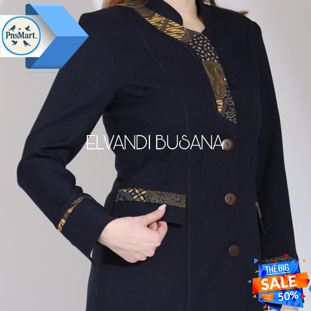 BLAZER WANITA BAJU KERJA KANTOR SERAGAM DINAS PDH PNS PEMDA GURU ASN WANITA KODE 7011 BIRU DONGKER