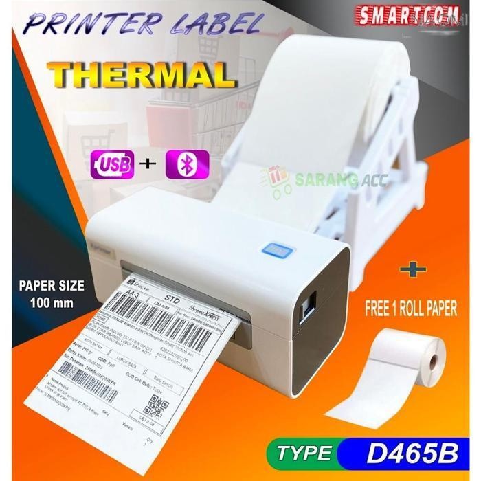 

Baru Smartcom ~ Paket Printer Bluetooth 100Mm 4 Inch Smartcom Sm465B + Kertas Label 1 Roll Isi 300Pcs Ukuran 100X150Mm Cetak Resi Alamat