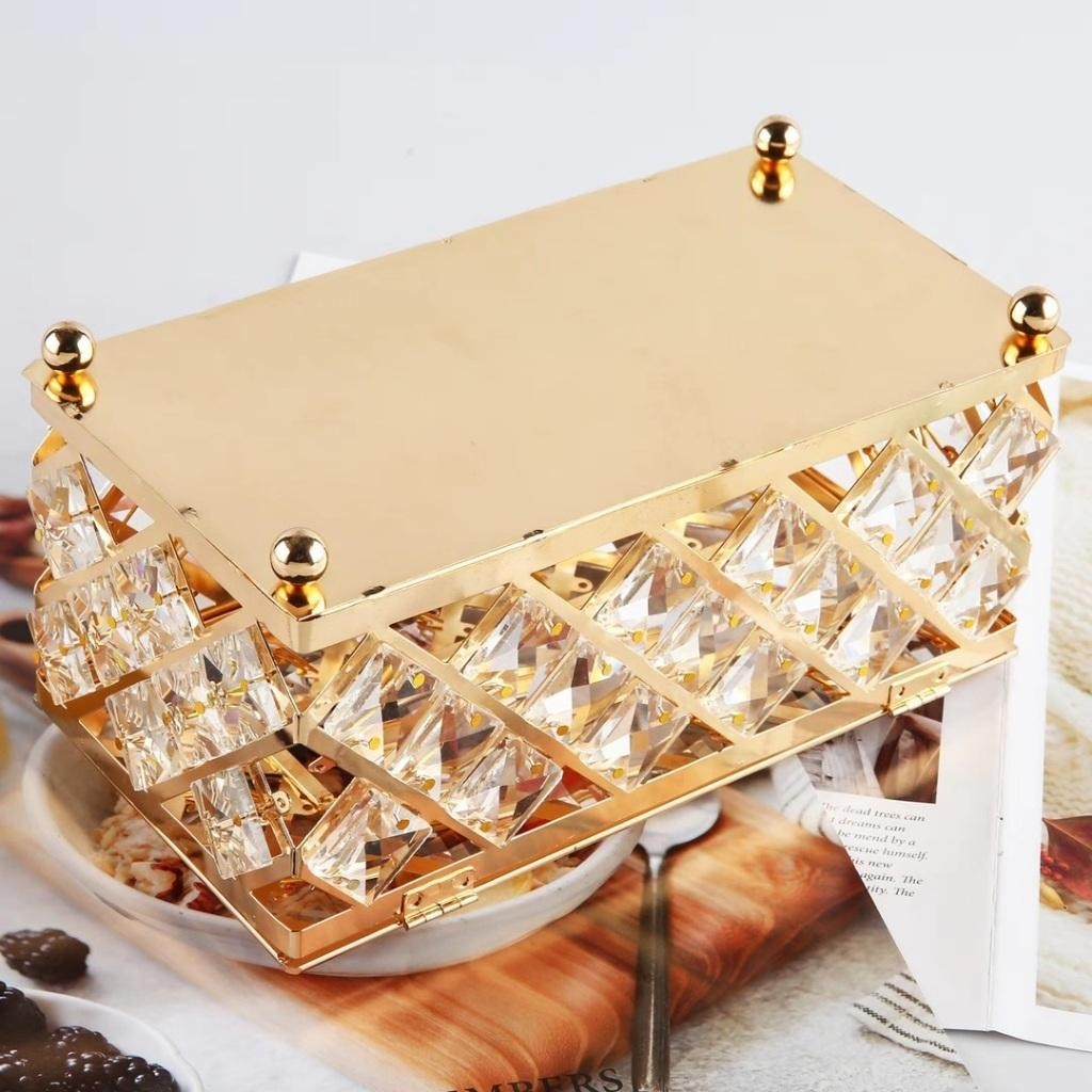 Kotak Tisu Kristal Kotak Tisu Tempat Tissue Gold Tisu Kaca / Kotak Tissue Kristal /Tempat Tisu Emas