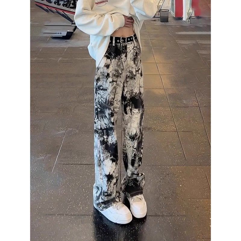 Jeans Pria Premium Dicelup Tinta/Celana Flared Slim Fit Gaya Amerika yang Tampan Tanpa Ketat