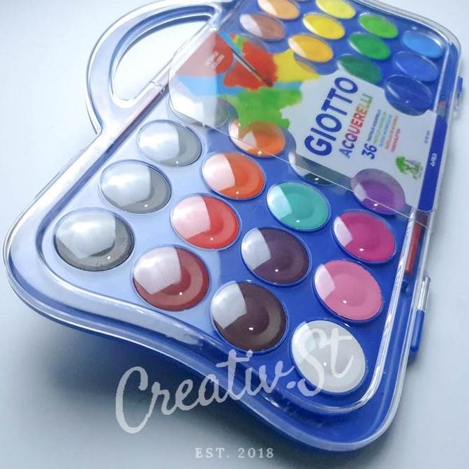 

Eksclusiv !!! Giotto Acquerelli Reguler Cat Air Padat 36 Warna 30 Mm Watercolor Cake