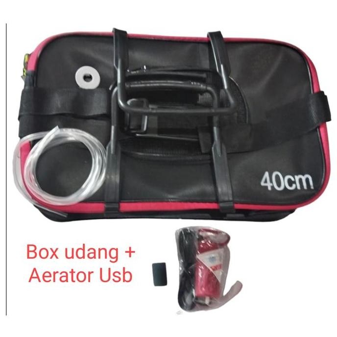 // Box udang Taffsport + Aerator USB tas kotak pancing umpan hidup tempat anti bocor //