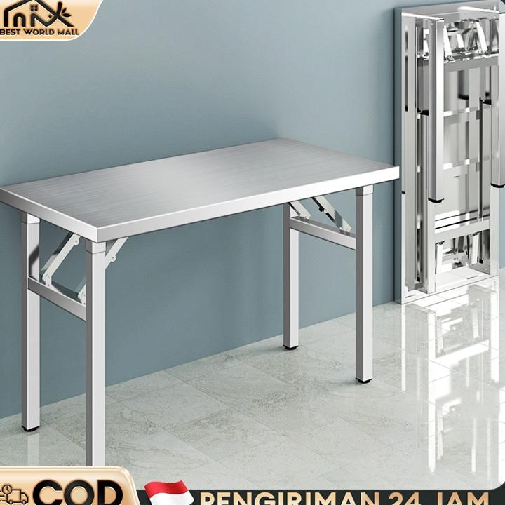 Meja Lipat Portable Meja Lipat Stainless Meja Belajar Meja Pelatihan Serbaguna Meja Kantor Besi Meja